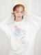 Soirreverie White Rainbow Candy Print Thin Sun Protection Long-Sleeved T-Shirt Basic Versatile Round Neck Top for Women