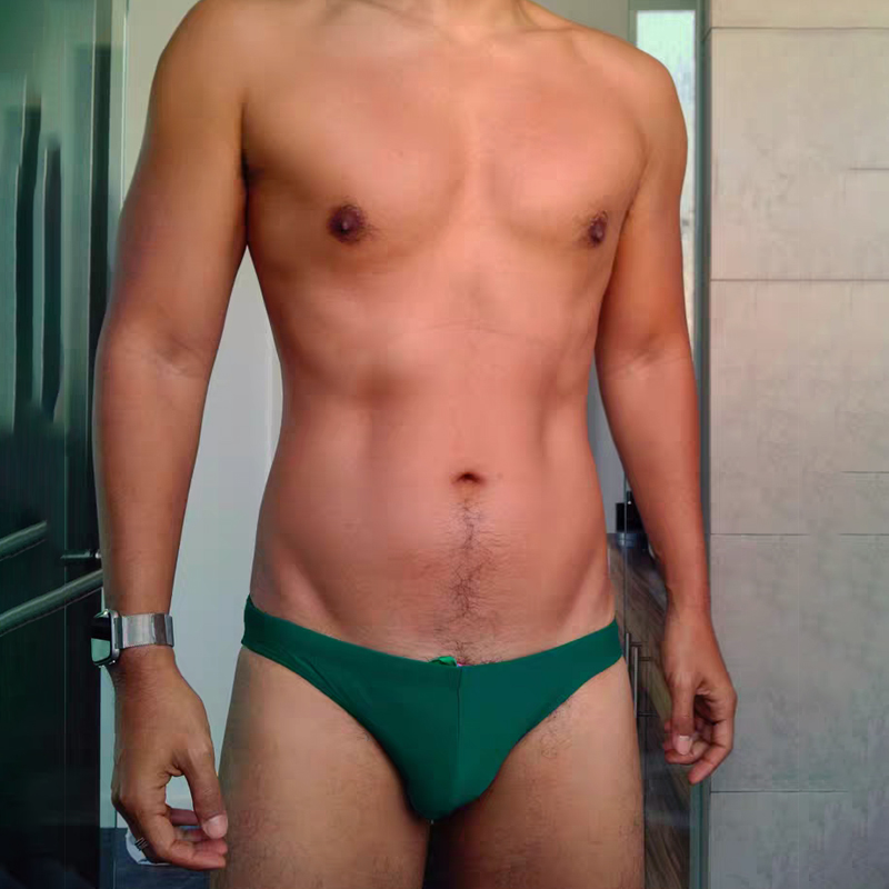  Sea Anchor Jun Water Sense low waist excited convex adult tight body white narrow side men's triangular swimming trunks The large spa