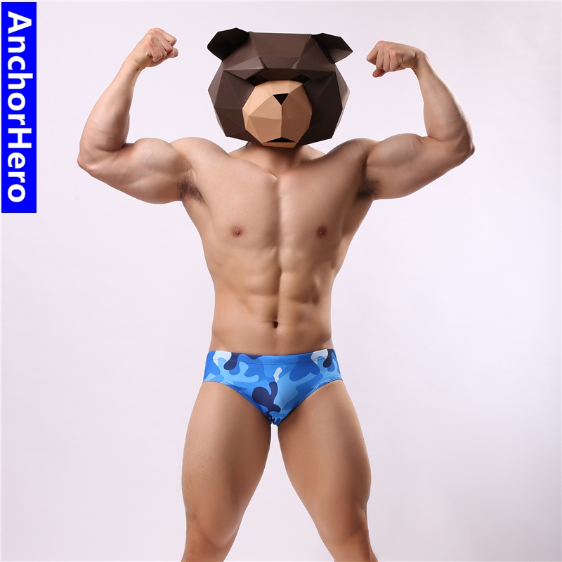  Sea Anchor Monarch Swimsuit Pants Male Triangle Fashion Camouflak Waterproof Low Waist Sexy Exciton Korean version Tight Beach Navy Wind