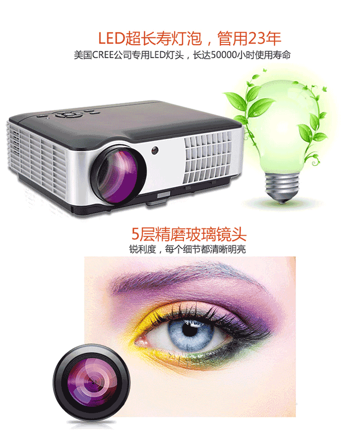 Máy chiếu Regal RD815 RD-806 không dây wifi3D HD máy chiếu TV không màn hình văn phòng - Máy chiếu