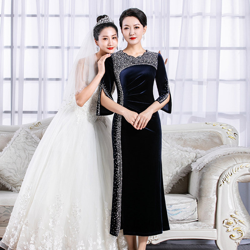 Noble husband's wedding suit 2022 new summer young large size gold velvet baby dress woman