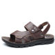 Woodpecker Summer Sandals Men's Soft Soled Genuine Leather Casual Beach Shoes Men's Outerwear Anti-Slip Dual-Purpose Dad Sandals Slippers Men's