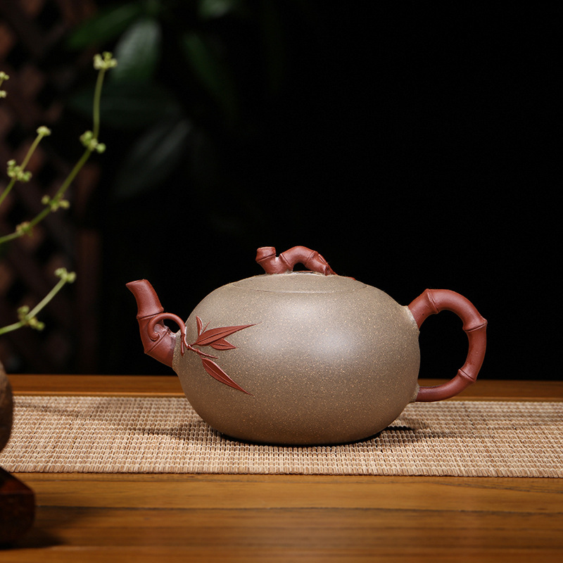 Yixing purple sand teapot teapot tea set raw ore mud two-color bamboo pot senior engineer Wu Jianqiang handmade teapot