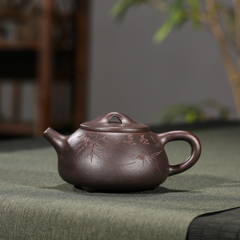 Yixing Purple Sand Kiln Change Tea Set Famous teacher Fan Teacher All Handmade original Mine Purple Clay Landscape Boat stone ladylike large product 300cc
