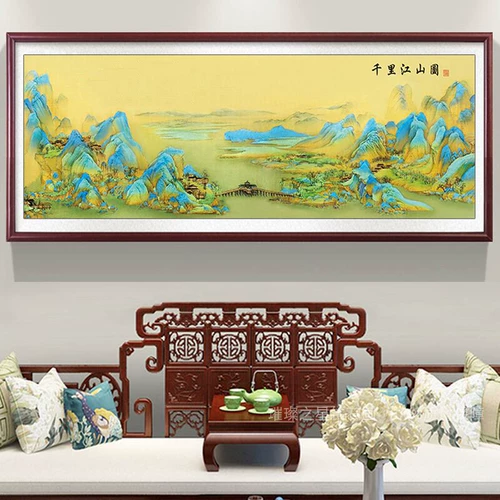 Алмазная картина 2024 года, новая модель, полная бриллиантов, тысячи миль рек и гор, картина 5d, точка, алмазная вышивка крестом, гостиная, китайская пейзажная живопись