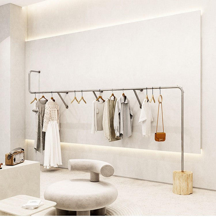 Clothing Store Display Rack Display Shelf Men And Women Children's Clothing Special Upper Wall Mesh Red Stainless Steel Shelves Landing Clothes Hangers