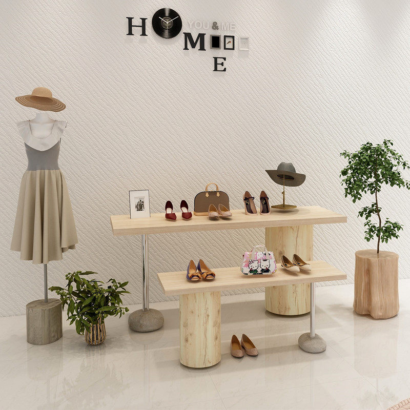 Retro Creative Stone Feet Sturdy Shelves Display Racks Clothing Shop Furnishing Design Running Water Table Women's Clothing Shelves