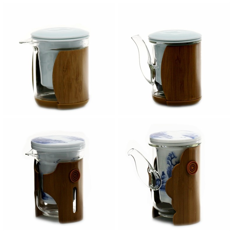 Xiang Fu Bamboo Walled Glass Green Flower porcelain with liner strainer Tea tea Brewing Tea Group Lotte's family Daoist Blessing Matching Pot-Taobao