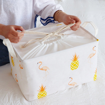 Simple time cotton and linen cloth art clothes finishing storage box folding large wardrobe drawstring toy storage basket household