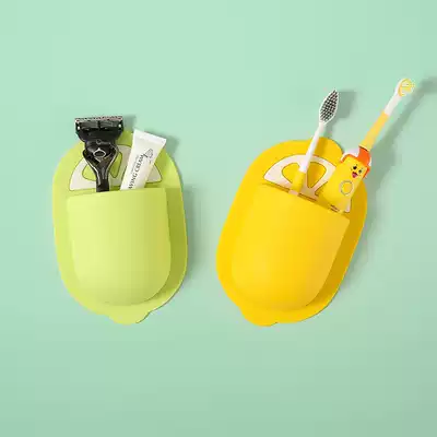 Cartoon creative wall-mounted punch-free powder room bathroom toothbrush silicone shelf Wall-mounted comb without glue storage shelf