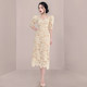 French retro design sense short-sleeved crochet lace dress female 2022 new temperament slim waist dress skirt