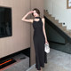 Pink suspender dress holiday style long skirt high-end exquisite satin dress French mermaid skirt 2023 new summer