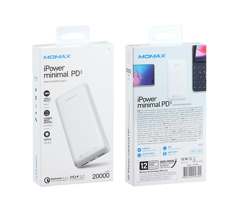 MOMAX Momis sạc kho báu 20000 mAh qc3.0 sạc nhanh dung lượng lớn điện thoại di động Apple pd sạc nhanh - Ngân hàng điện thoại di động