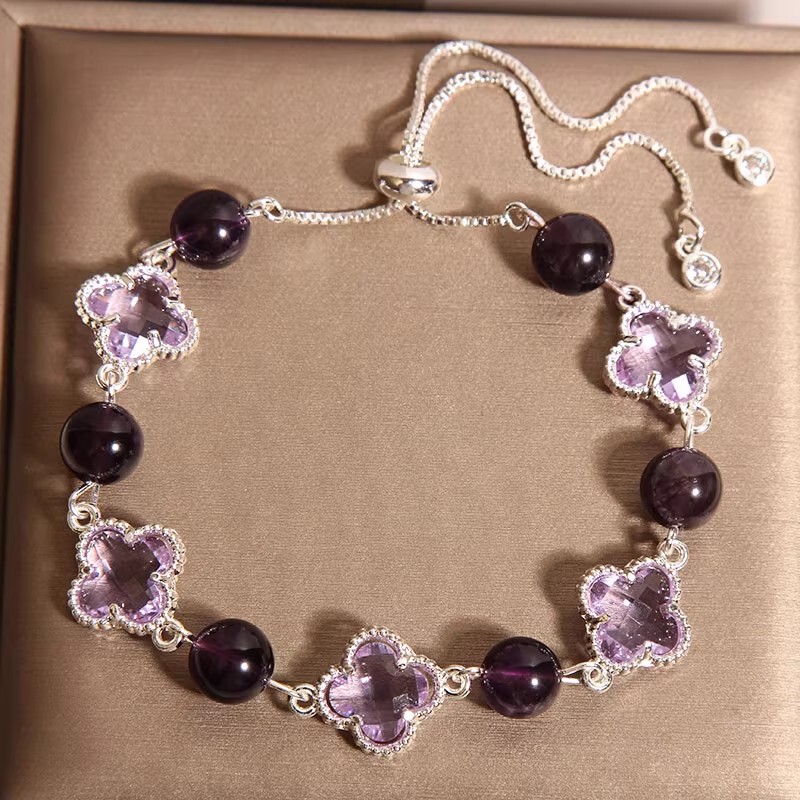 New Natural Elegant Amethyst Bracelet for Women, Light Luxury, Niche, Exquisite and Versatile Crystal Bracelet, Jewelry Gift