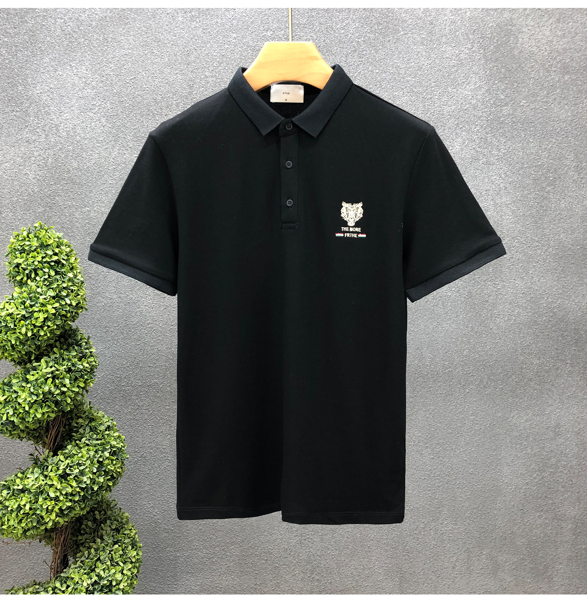 Gesticktes Hemd mit Polokragen, trendiges Sommer-T-Shirt für Herren, lässiges Kurzarmshirt, vielseitiges Halbarmshirt_voghion.com