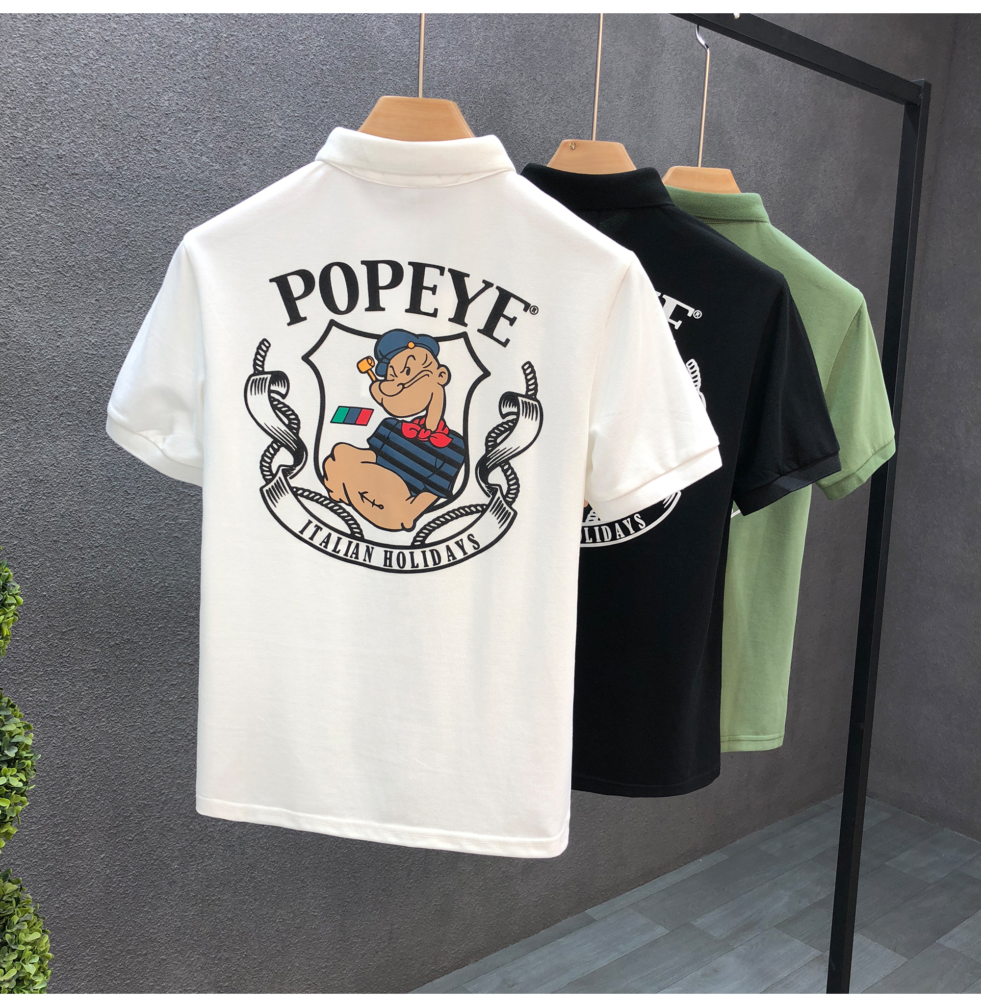 Cartoon printed Polo shirt, t-shirt, trendy brand, youth 2023 summer new men's short collar and half sleeved_voghion.com
