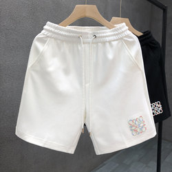 Imported Quality European High-End White Shorts for Men, Trendy Brand Outerwear Five-Point Shorts, 2025 Summer New Men's Pants