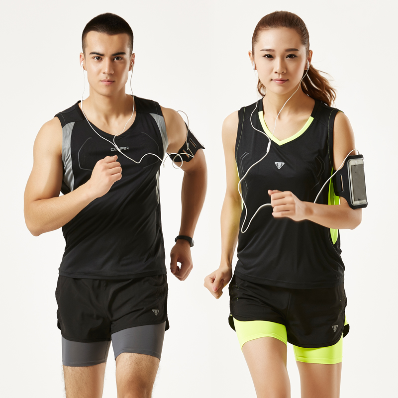 Men's and women's outdoor sports suit summer track and field suit fitness running marathon quick-drying thin breathable tank top shorts