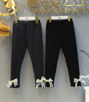 Girls leggings wear autumn and winter clothes foreign gas small and medium children one plus velvet thickened childrens baby warm long pants