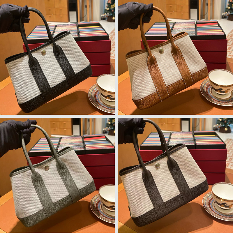 Purely Handmade Waxed Thread Negonda Leather and Canvas Mini Garden Bag Garden Tote Handbag 23/30 Purely Handmade Waxed Thread Negonda Leather and Canvas Mini Garden Bag Garden Tote Handbag 23/30