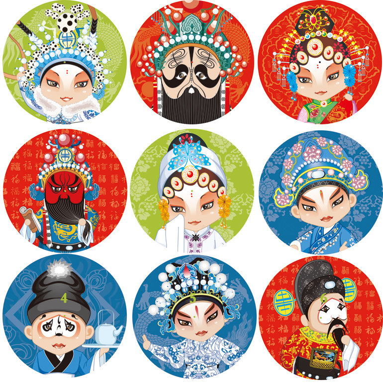 Custom Peking Opera Mask Silk Umbrella Retro Chinese Style Handicraft Bamboo Umbrella Children's Dance Small Umbrella Suspended Ceiling Decorative Umbrella
