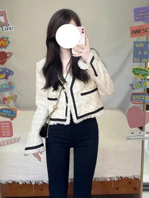 taobao agent Retro demi-season autumn jacket, cardigan, bra top, French retro style, Chanel style, high-quality style