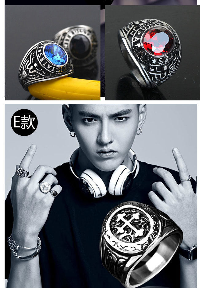 Bague homme PUNK ELEMENTS en Acier au titane - Ref 3088702 Image 22