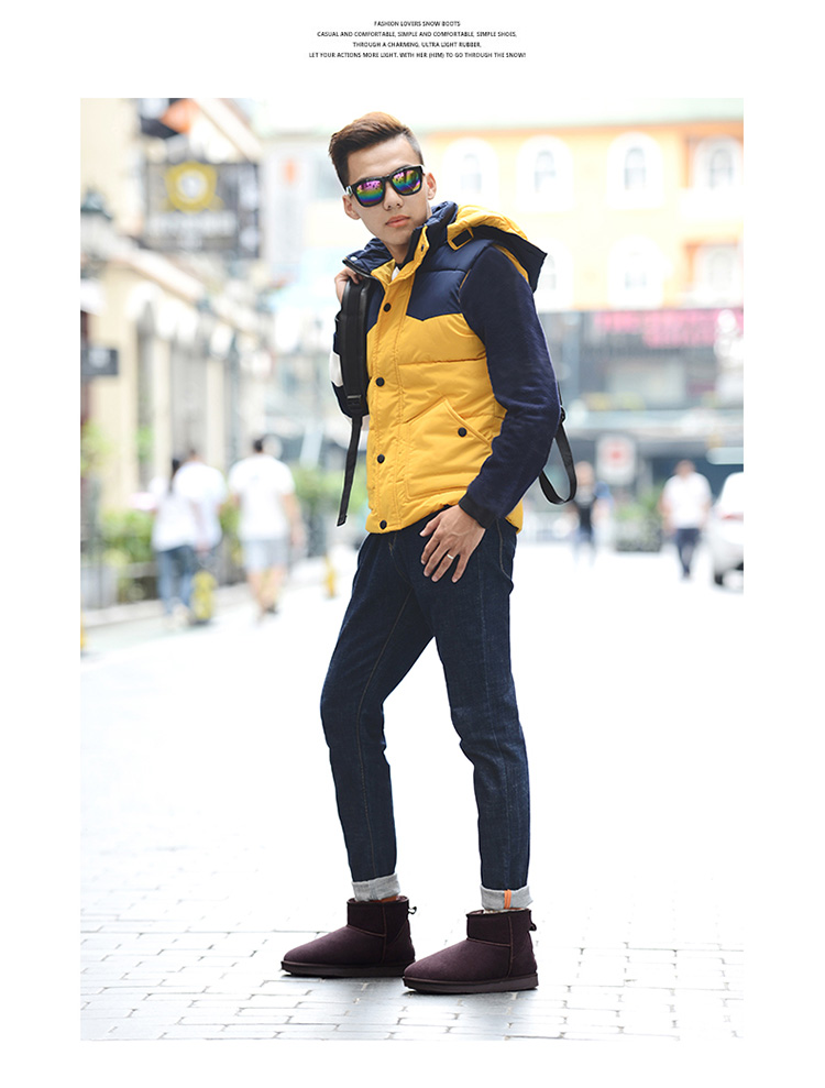 Giày da tuyết nam mùa đông ấm áp cộng với nhung không thấm nước ủng chống trượt đôi giày bánh mì giày bông đông bắc giày boot nam da lộn