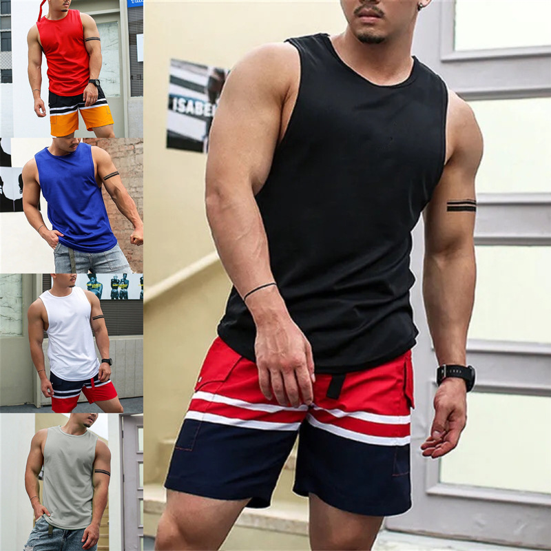 Men's Sports Sleeveless T-Shirt, Ice Silk Quick-Dry Fitness Elastic Large Size Thin Base Training Top