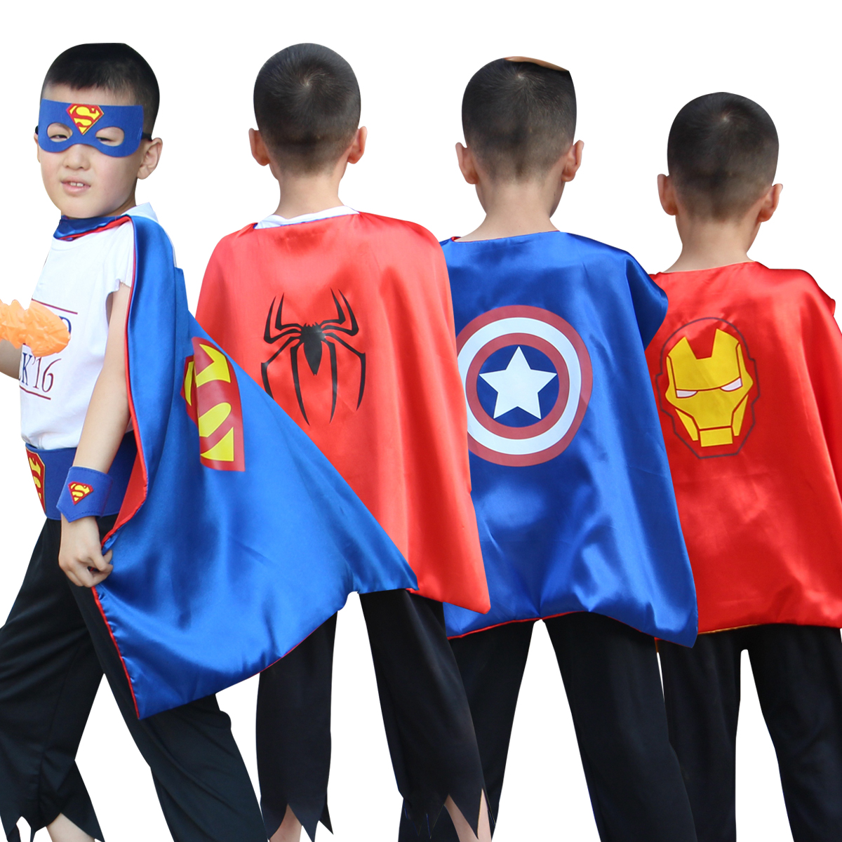 Children's Hero Cape Boys Superman Captain America Iron Spider Hero Clothes Boys Transformers Costume