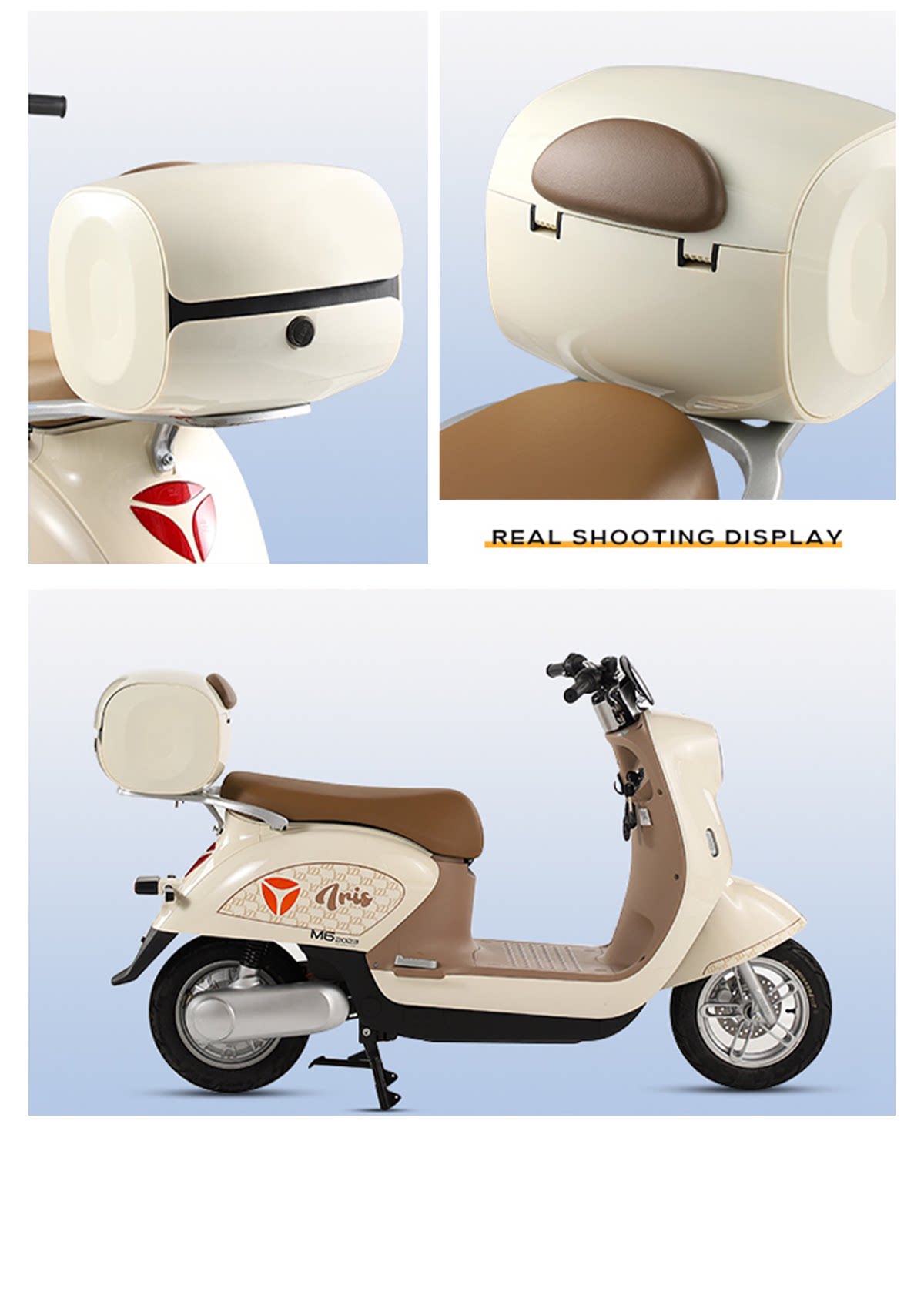 Electric vehicle rear trunk, suitable for Yadi, Aima, and Tailg electric bikes, with a universal backrest and large-capacity storage box