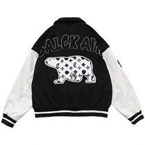 Baseball uniform mens ins tide spring new polar bear letter embroidery loose stitching bomber jacket coat tide