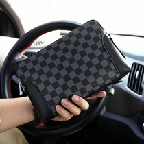 Hand Bag Men Hands Bag Mens Single Shoulder Bag Inclined Satchel Large Capacity Wrist Bag Checkered Envelope Hand Grip Bag Male