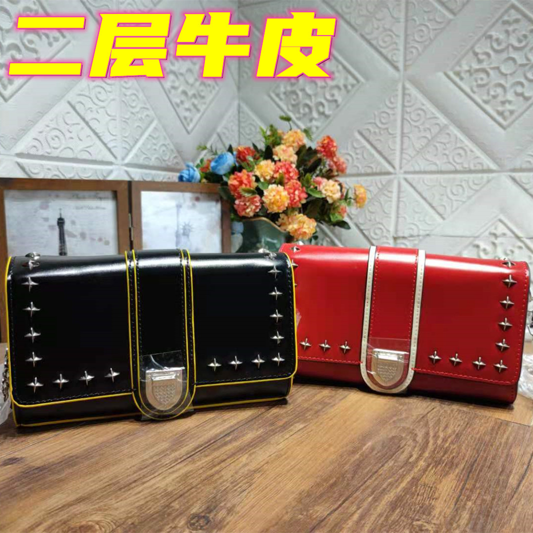 Tail Single Big Plate Cut Mark Bag Stock Tail single 2nd floor Bull Leather Co-style full leather tail Shoulder Inclined Satchel Bag small square bag