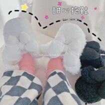 Autumn and winter ins cute cartoon Mickey sheep roll velvet household cotton slippers thickened warm indoor non-slip household shoes women