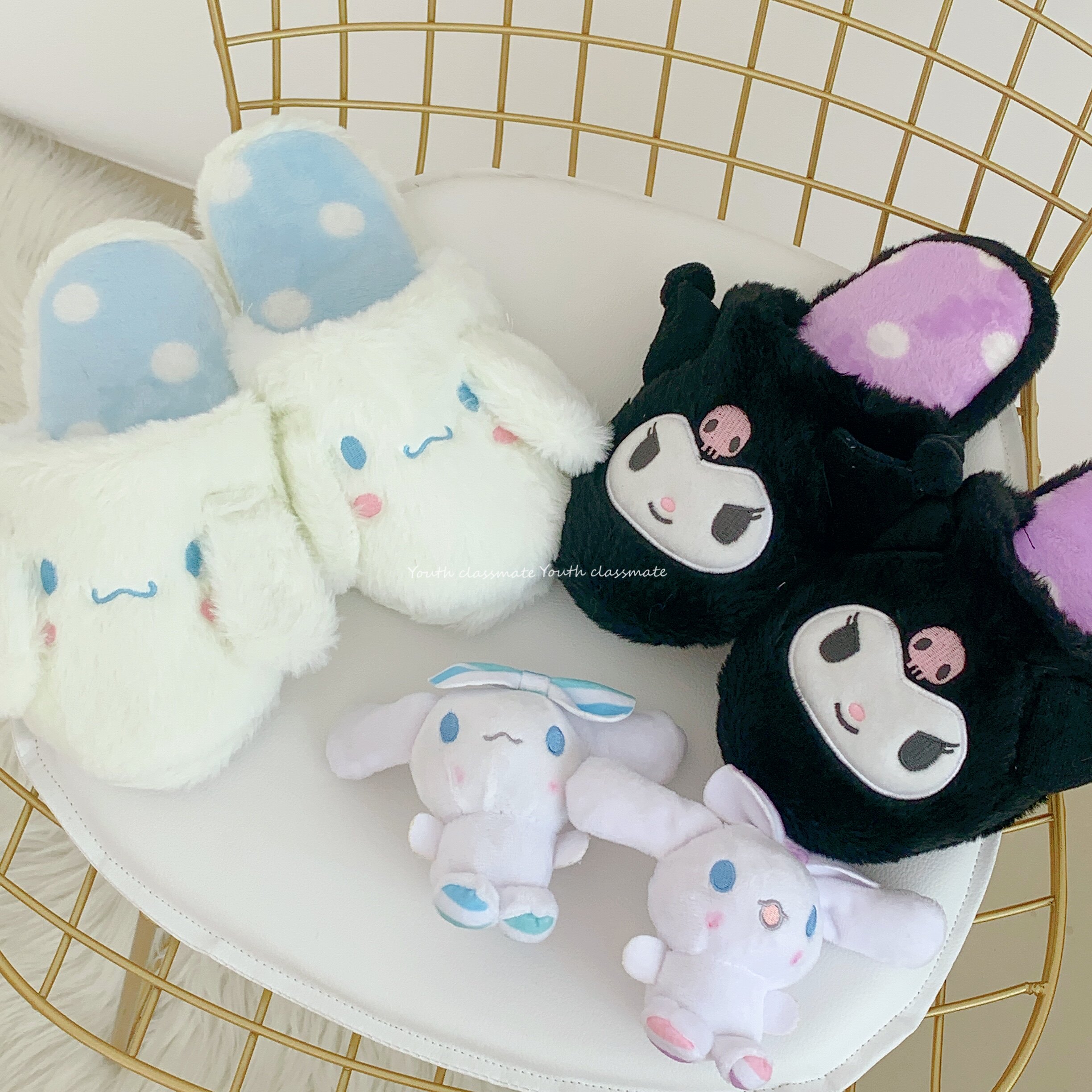 Soft Cute Large Ear Dog Jade Gui Dog Small Devil Kulomi Plush Home Cotton Tug Dormitory Girl Warm Slippers