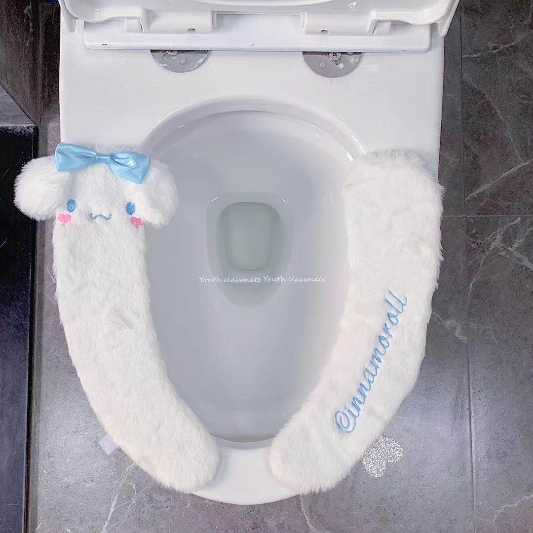 Cute cartoon toilet pad household sticky plush toilet pad winter universal non-slip warm toilet snare