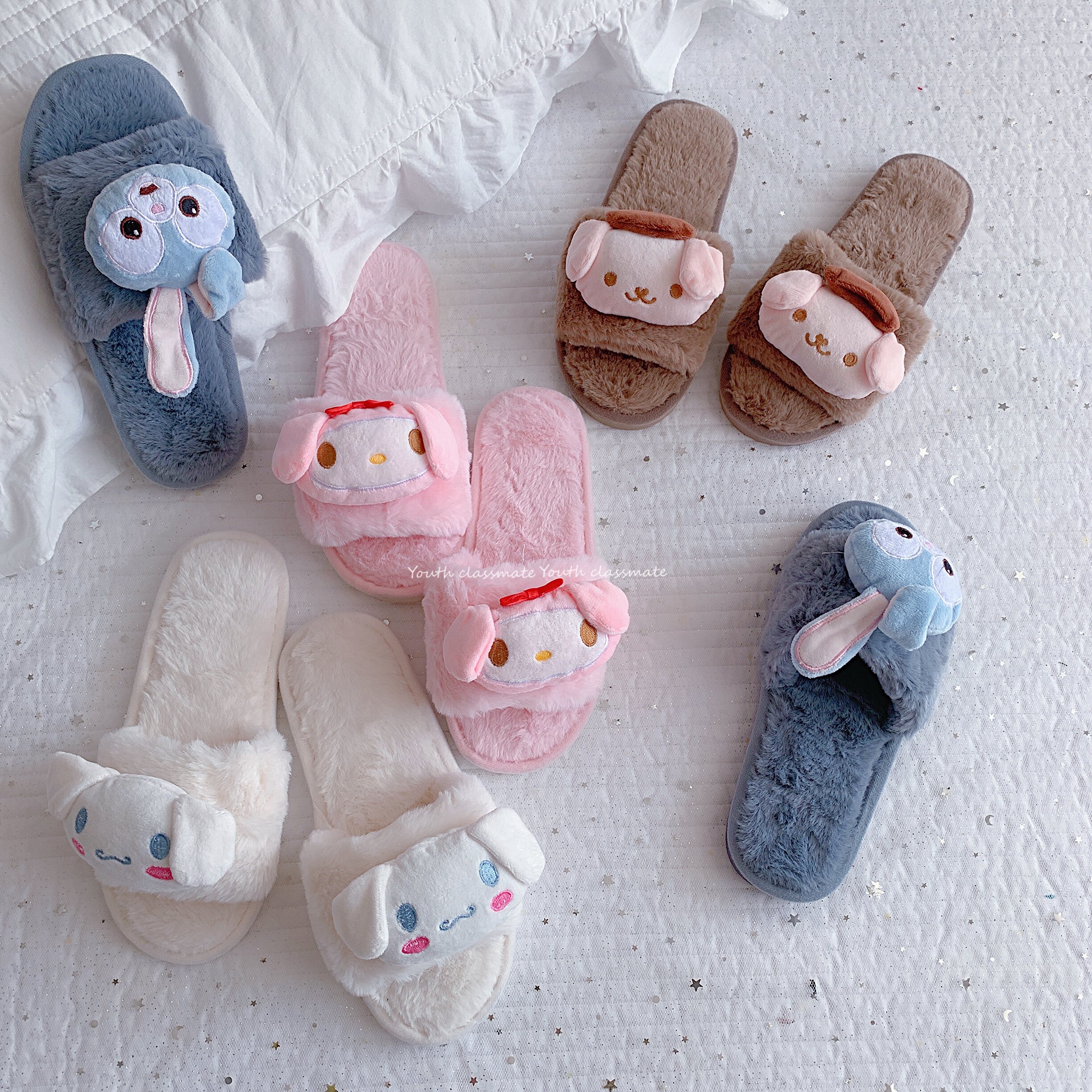 Mengmei Yu Gui Dog cotton slippers autumn winter home dorm cute simple girl Melletti thick hair tow