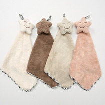 AOKEE little star cute hand towel hanging hand towel water absorbent soft coral velvet enlarged thick female children