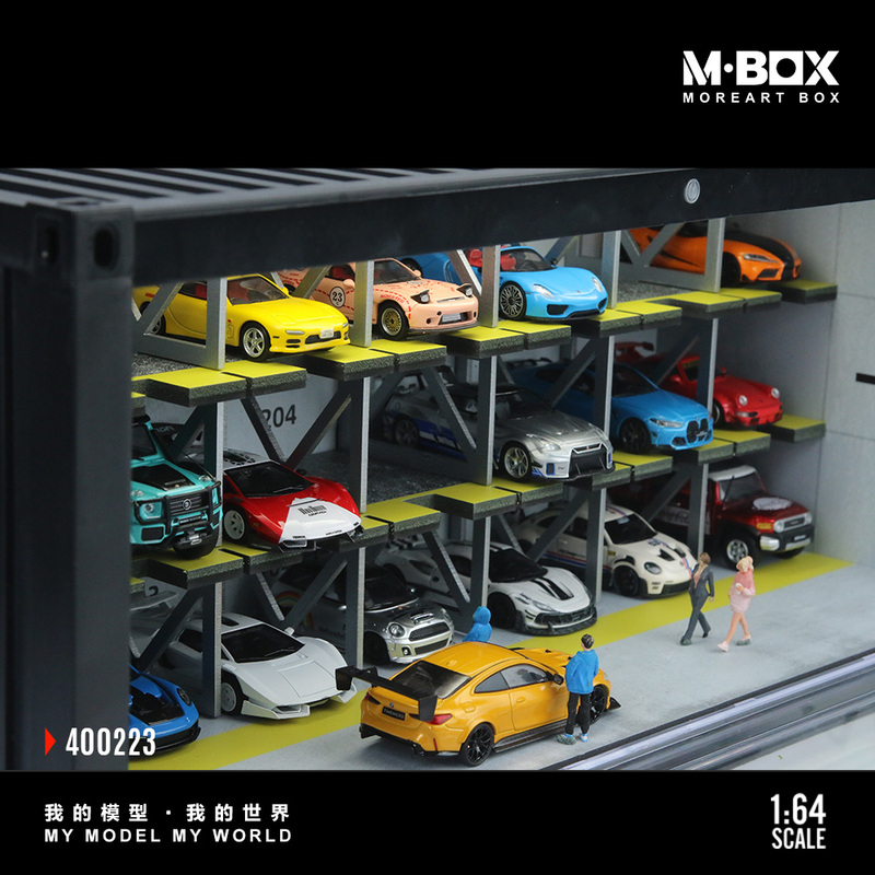 Mbox Container Series 3D Parking Garage Scene Simulation Model Dustproof with Lights 21 Parking Spaces