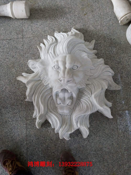 Stone Sculpture Evening Red Water Spray Lion Head Han White Jade Dragon Head Sculpture Marble Courtyard Wall Pendant Decoration Fountain