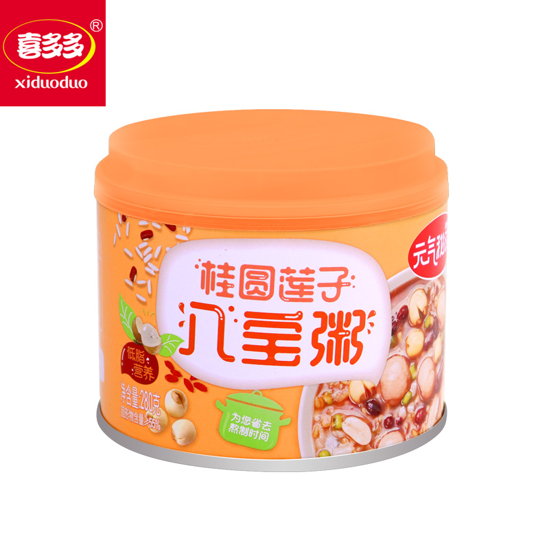 Xiduoduo eight-treasure porridge 12 small cans full box of students and children's zero food longan lotus seed porridge meal replacement ready-to-eat breakfast