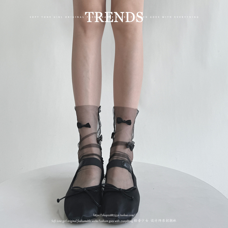 Wow~ Sweet Girl Is Coming! Ultra-Thin Transparent Mesh Bow Mid-Calf Socks, Slouch Socks, Versatile Jk Short Socks for Girls Wow~ Sweet Girl Is Coming! Ultra-Thin Transparent Mesh Bow Mid-Calf Socks, Slouch Socks, Versatile Jk Short Socks for Girls