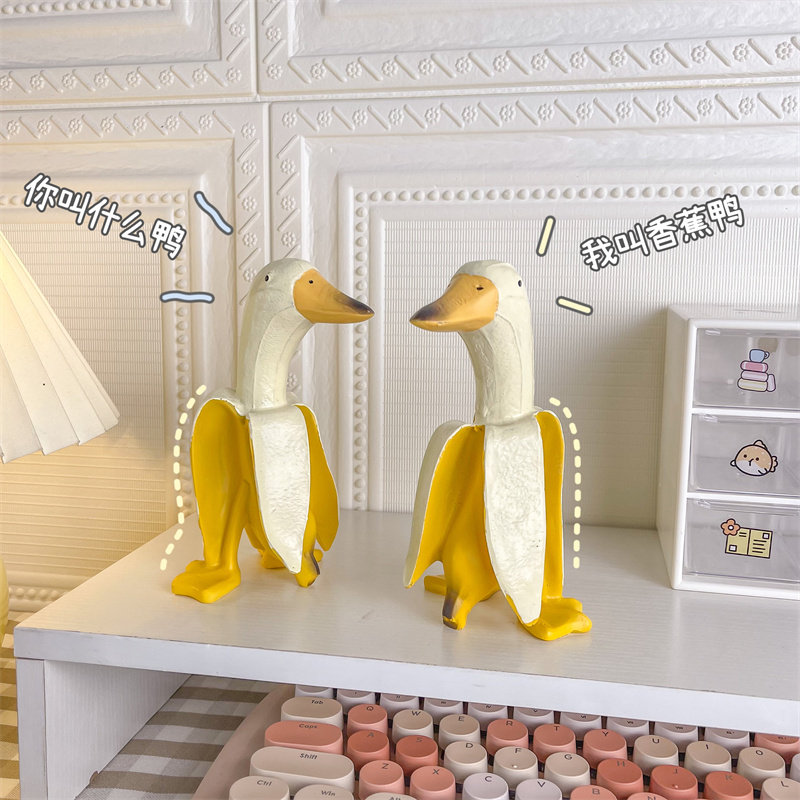 Banana Friend Duck Banana Duck Gift Blame Sand Sculpture Desktop Cure Decoration Lovely Fittings