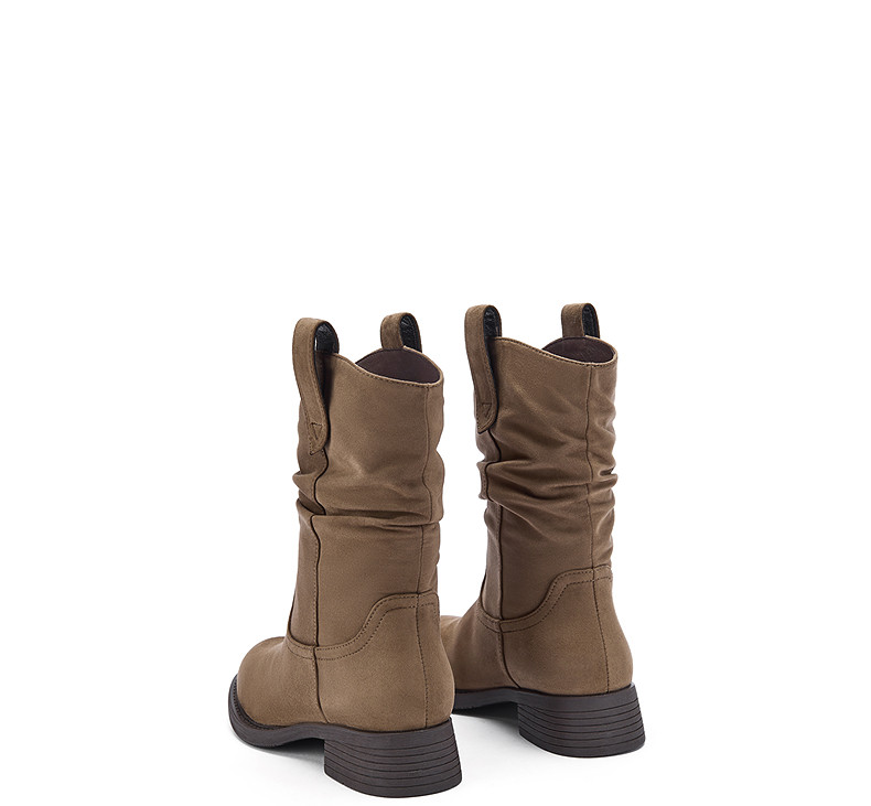 Западные Boots 热风棕色西部牛仔靴2025年冬季新款短靴堆堆靴美拉德靴子中筒靴女 Hot air
