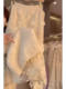 French Lace Embroidered Flower Splicing Knitted Skirt for Women in Autumn and Winter, High-Waisted, Slimming Look, A-Line Long Skirt