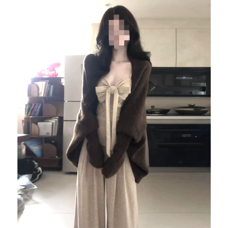 Korean Style Lazy Style Early Autumn New Batwing Sleeve Knitted Sweater Jacket for Women, Loose and Slimming, High-End Feel Top