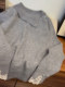 Gray Lapel Sweater for Women, Autumn and Winter, Korean Style, Lazy and High-End Feel, Thickened Lace Inner Layer, Knitted Top