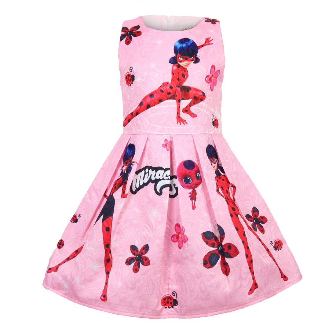 [Koleksi Taobao] Anak Prempuan Musim Panas Kartun Kepik Gadis Miraculous Ladybug Gaun Putri Kecil Anak Perempuan Bersablon Dress Tanpa Lengan