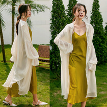 Long sunscreen clothes womens summer shirt sundress outer beach blouse cardigan Sanya seaside wear chiffon jacket